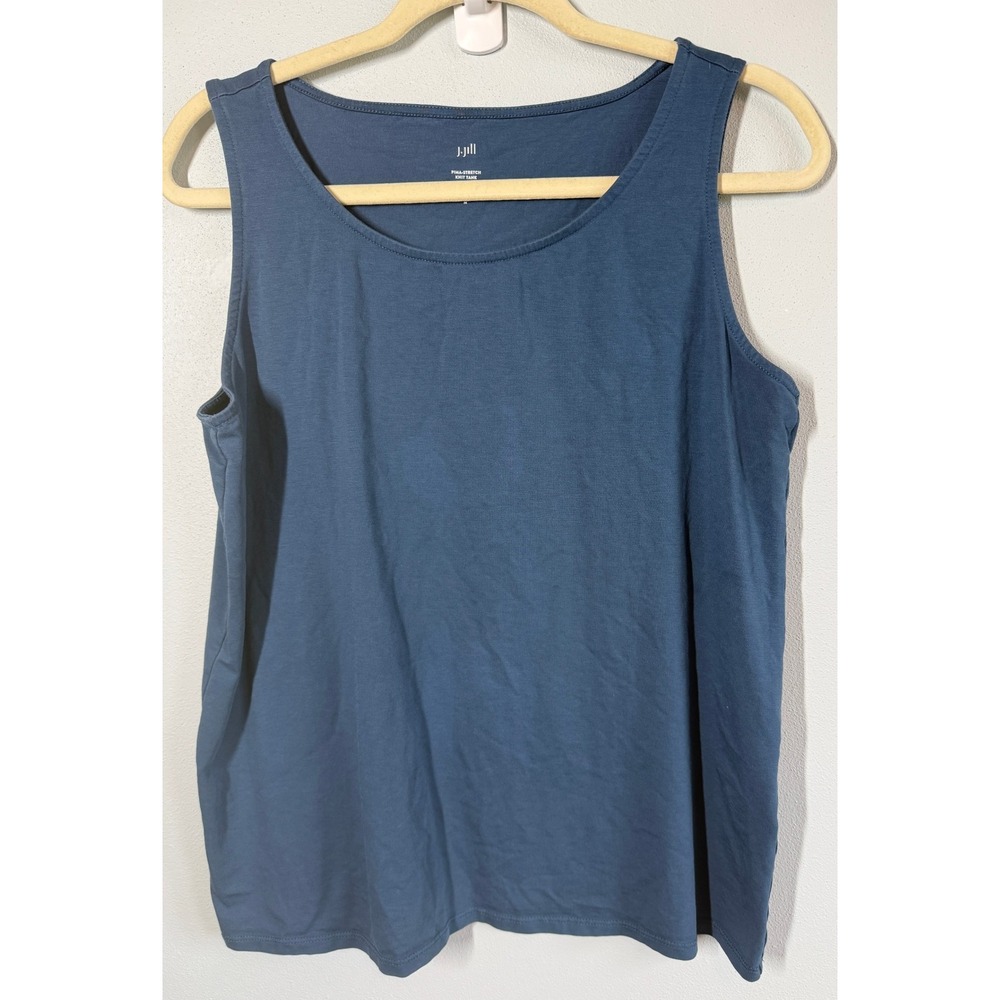J.Jill Pima Stretch Knit Tank M Blue Coastal Basic Essential Soft Breathable
